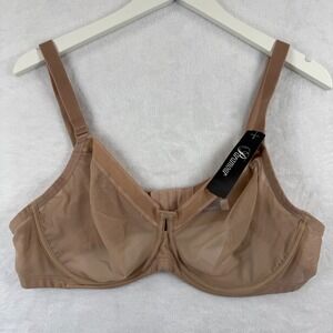 Paramour Ethereal Unlined Mesh Underwire Bra 42C Nude Beige 115159 NEW